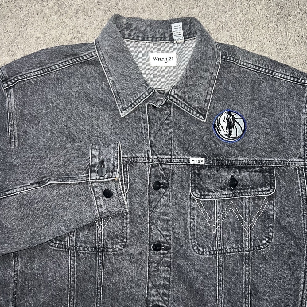 Wrangler Dallas Mavericks Black Denim Button‎ Up Vest Jacket Mens Sz XL